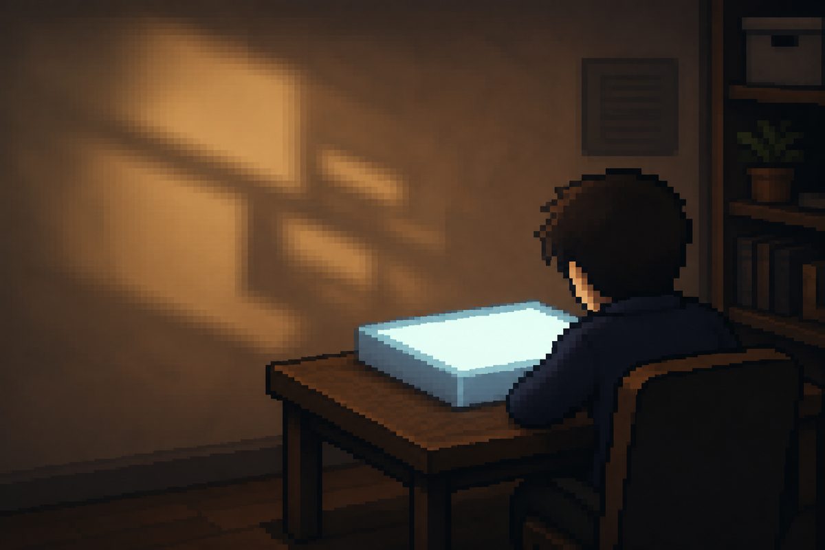 上画面には目もくれず手元だけを見つめるテトリスDSの体験コラム挿絵
